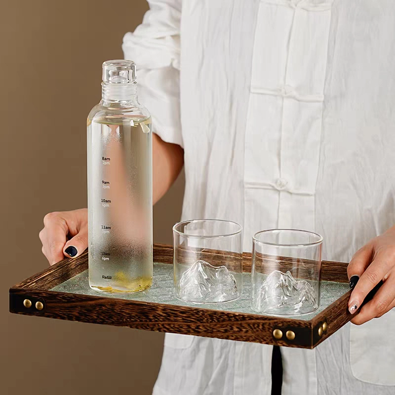 Glass Water Bottles With Time Scale